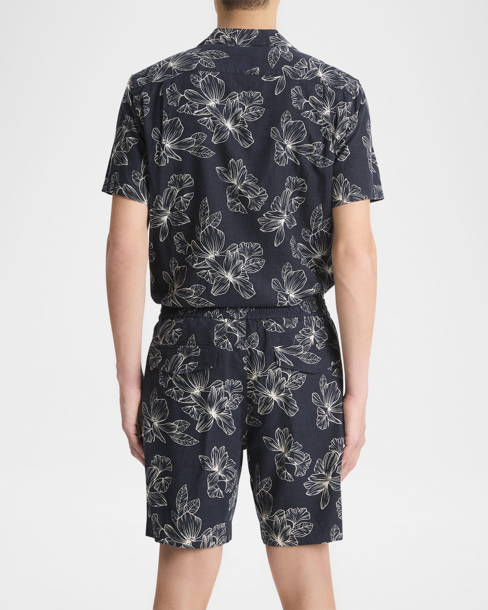 Men's Floral Linen-Blend Beach Shorts Product Image