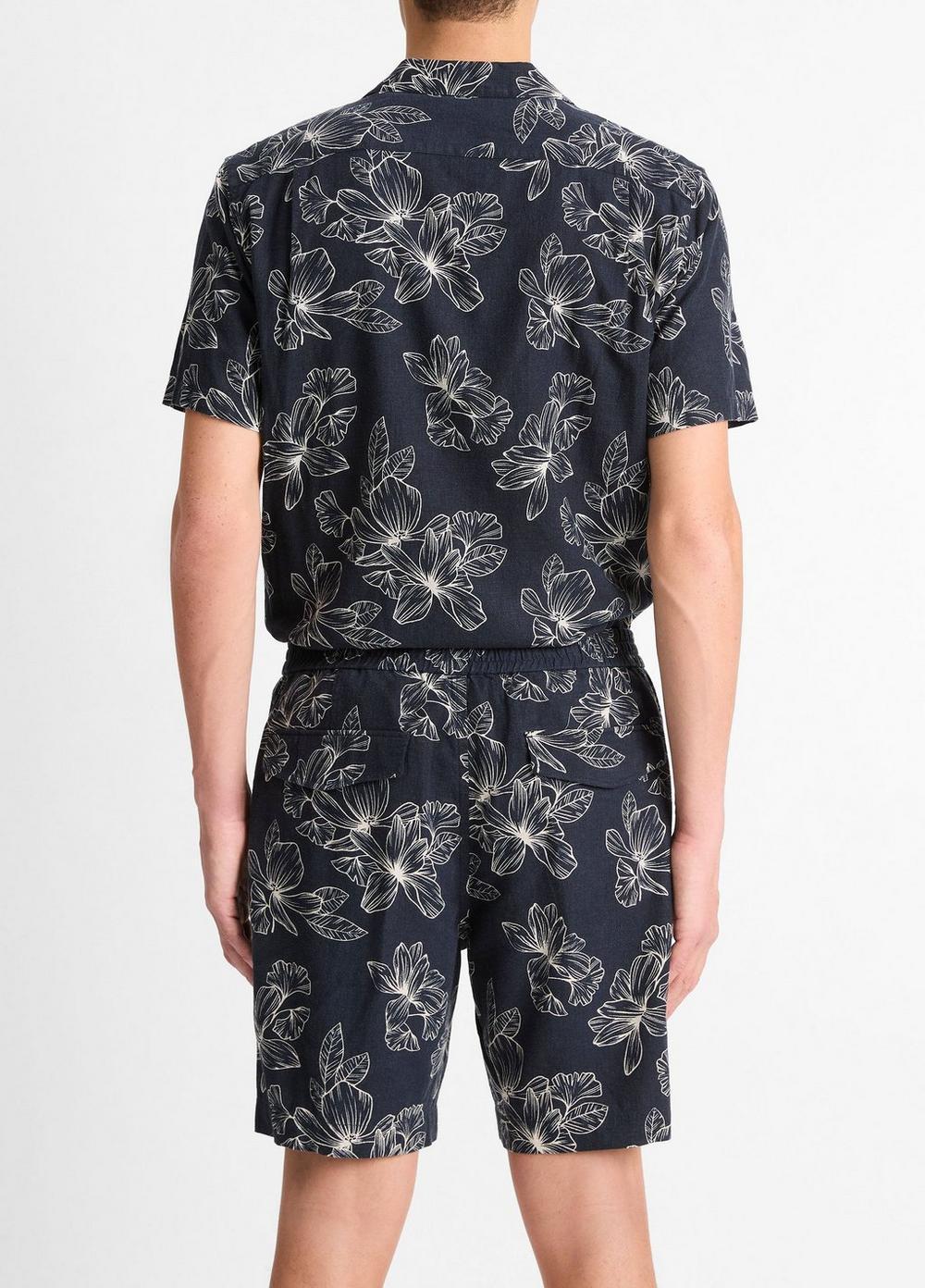 Line Floral Linen-Blend Beach Short Product Image