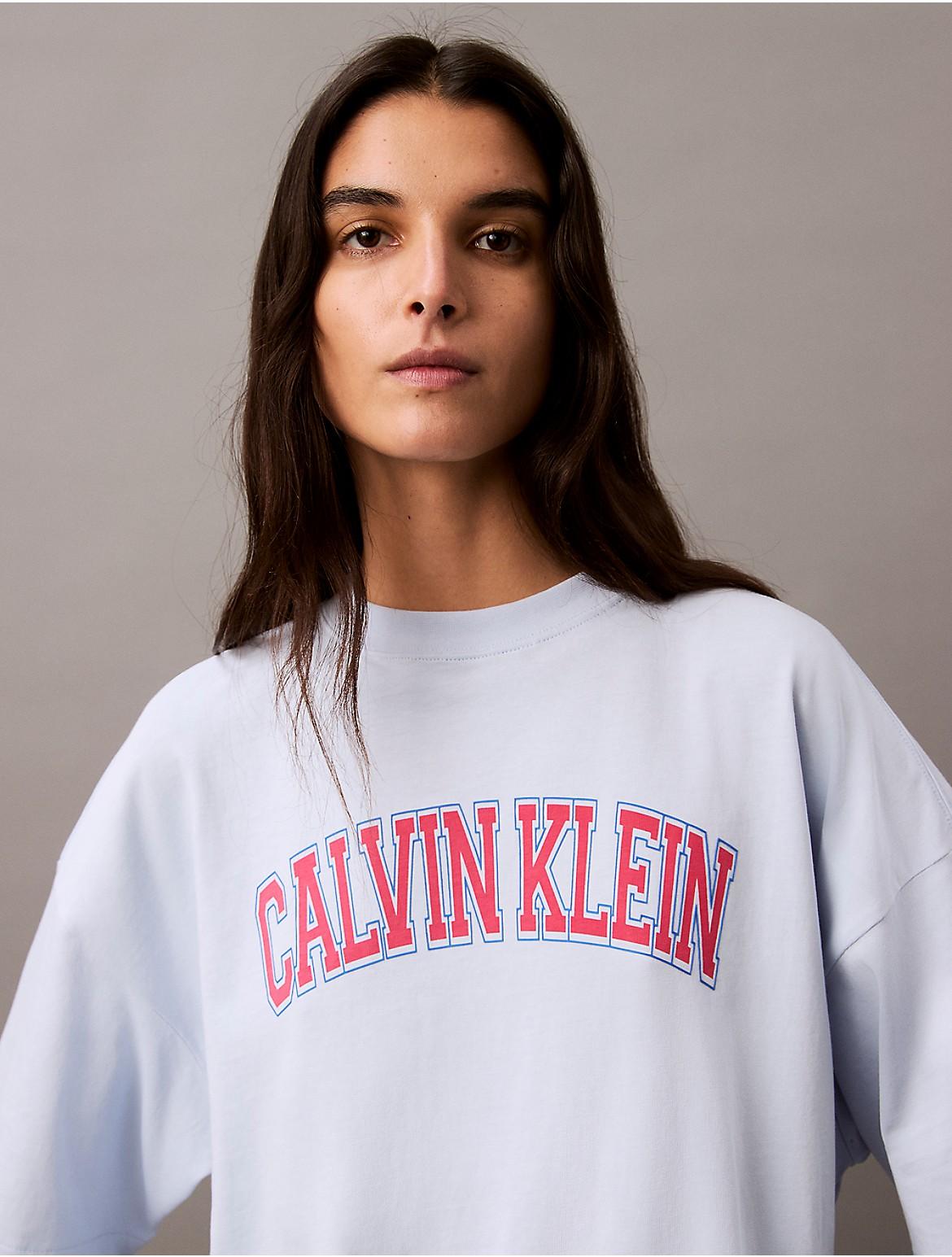 Calvin Klein Womens Boxy Varsity Logo T-Shirt - Pink Product Image