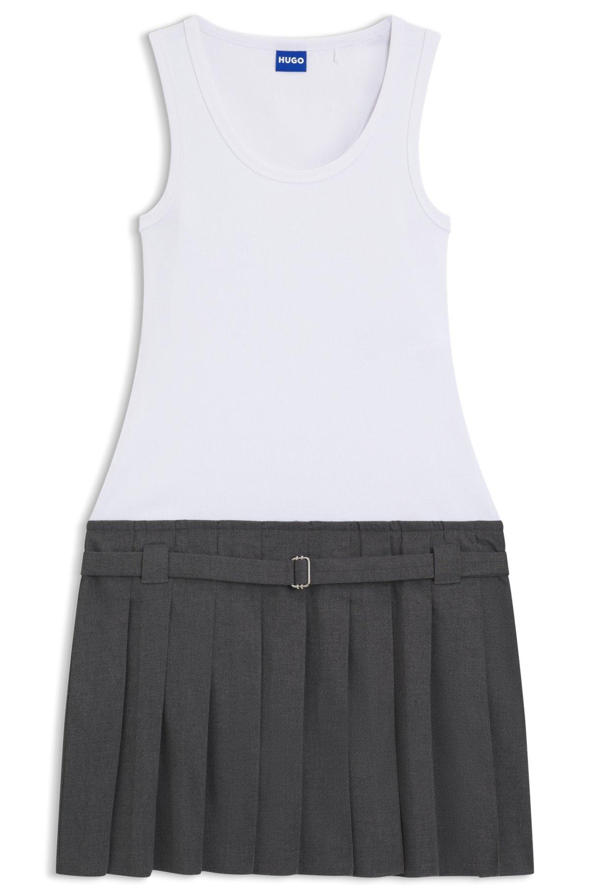 Ribbed tank dress with pleated skirt Product Image