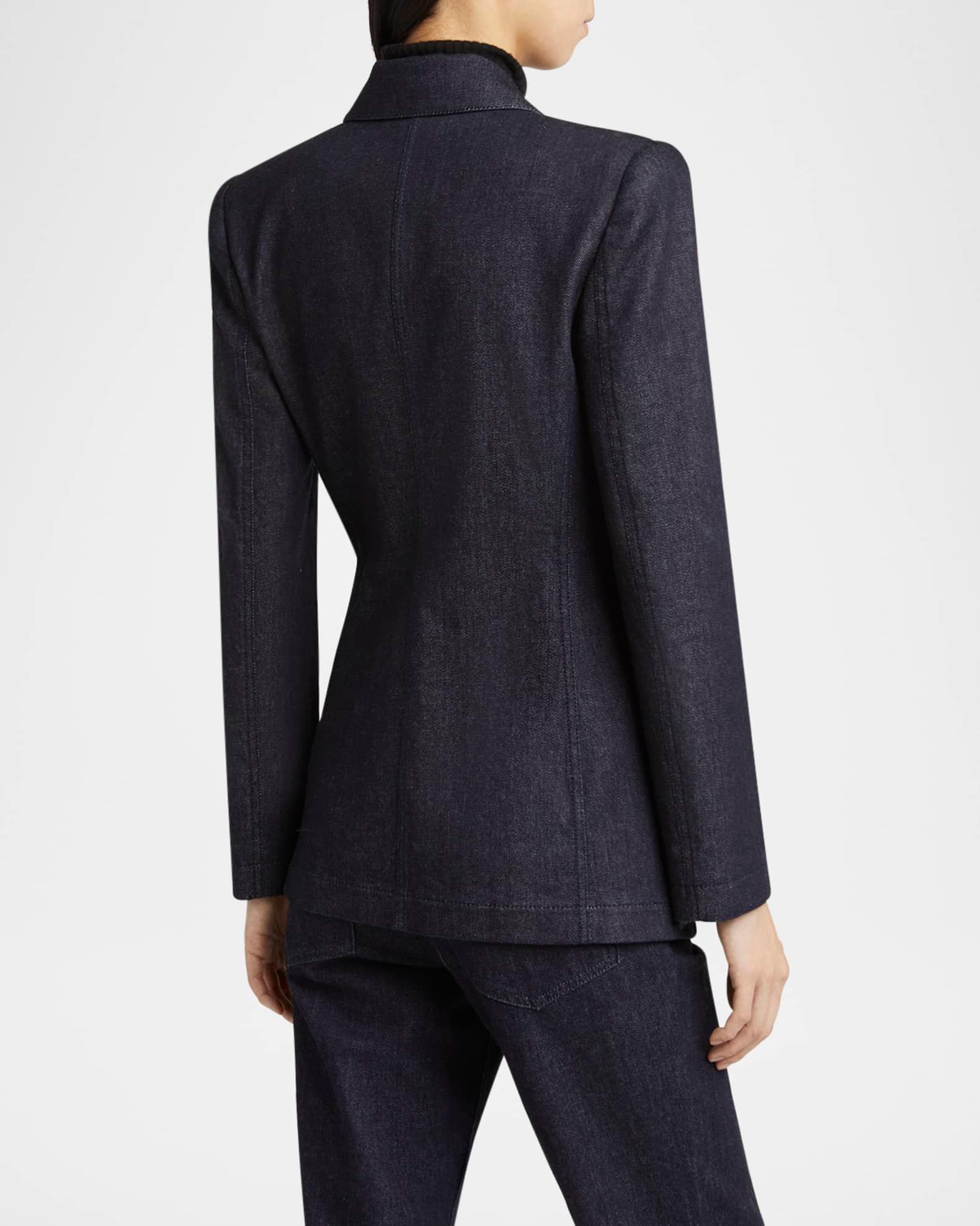 Cotton-Cashmere Denim Double-Breasted Blazer Product Image