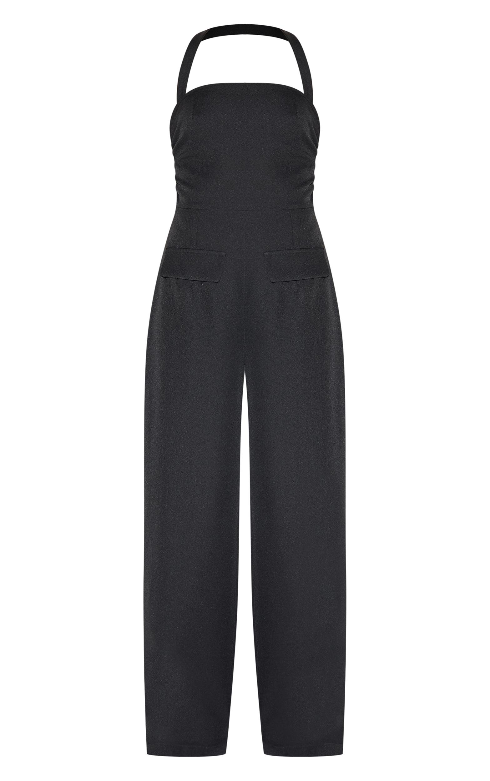 Petite Black Tailored Wide Leg Jumpsuit Product Image
