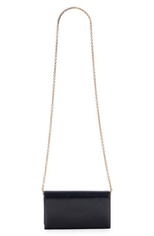 CHLOÉ Iconic Flap Wallet On Chain In Shiny Calfskin In Black Product Image