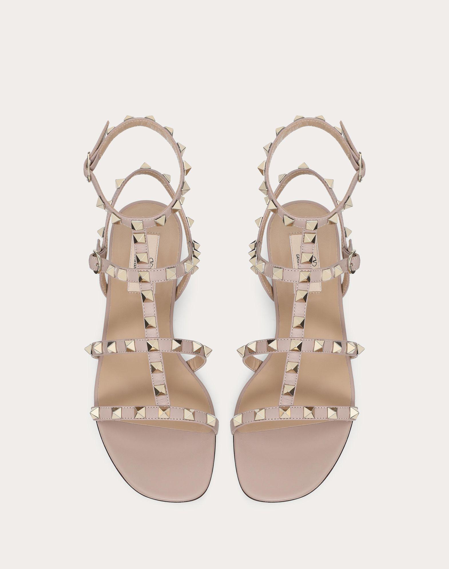 Rockstud Flat Calfskin Sandal With Straps Product Image