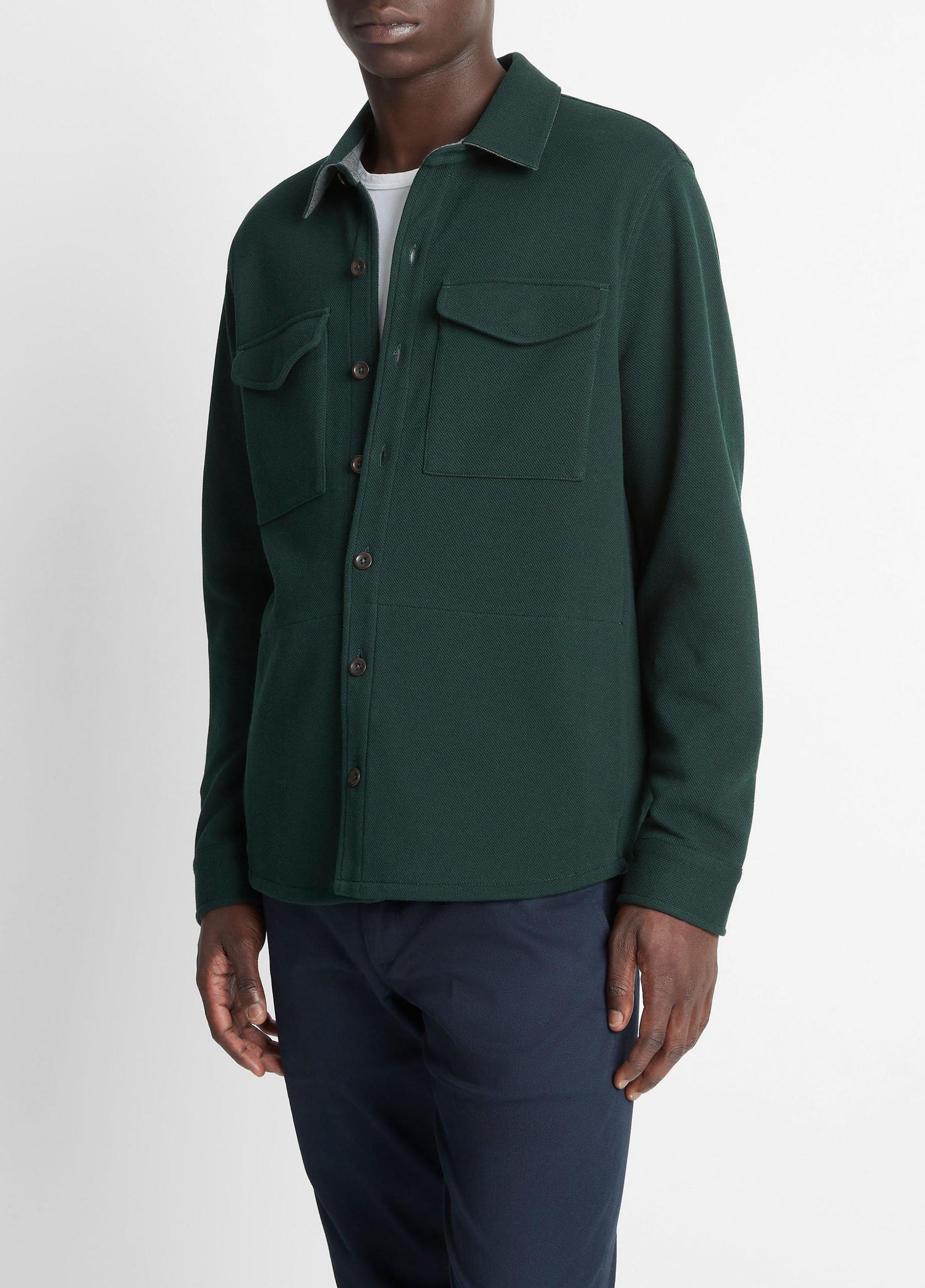 Double-Knit Cotton-Blend Piqué Shirt Jacket Product Image