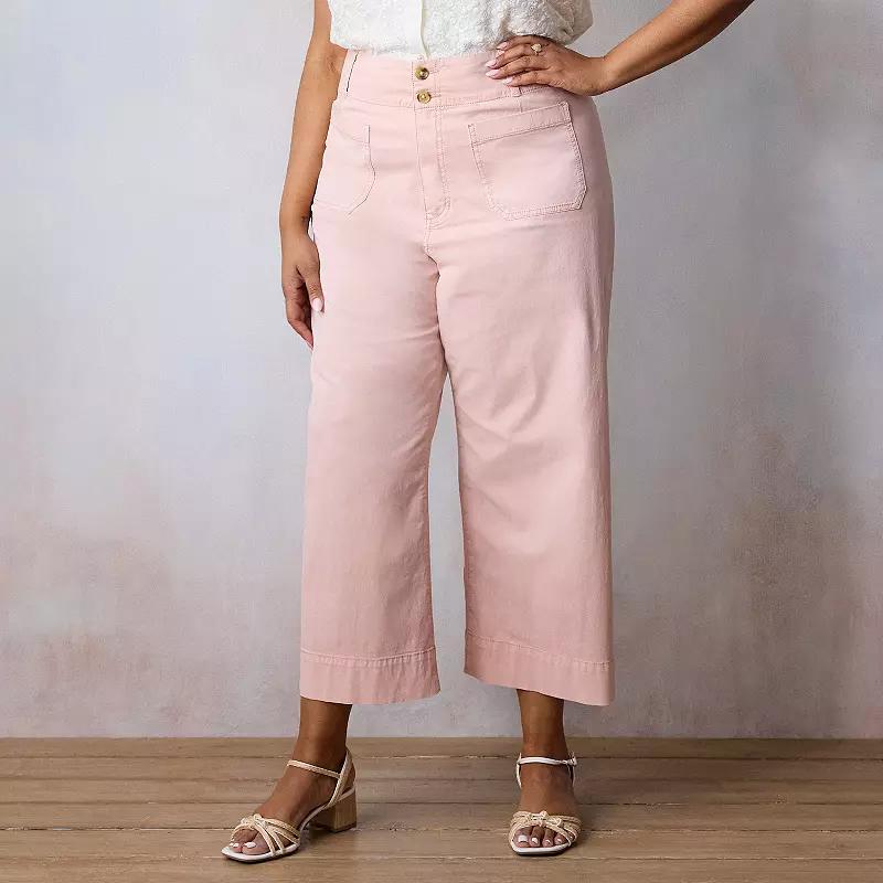 Plus Size LC Lauren Conrad Super High Rise Wildflower Pants, Women's, Size: 22 W, Pink Rhinestone Product Image