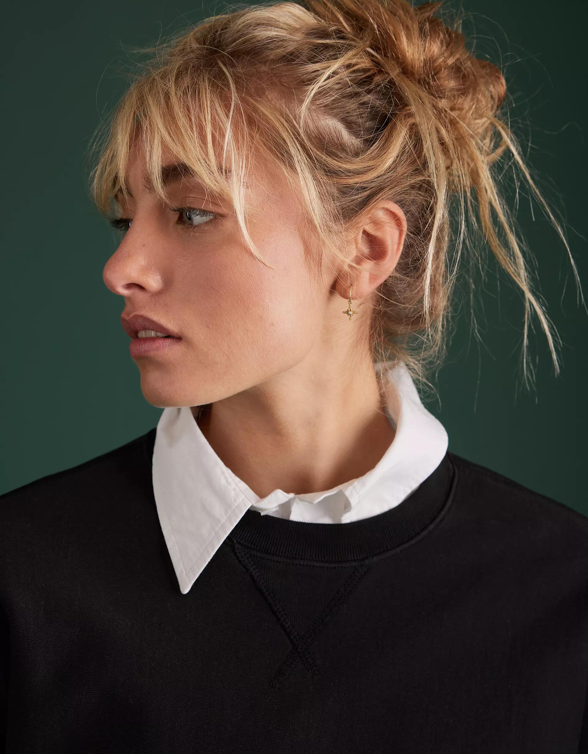 AE77 Premium Cropped Fleece Crewneck Sweatshirt Product Image