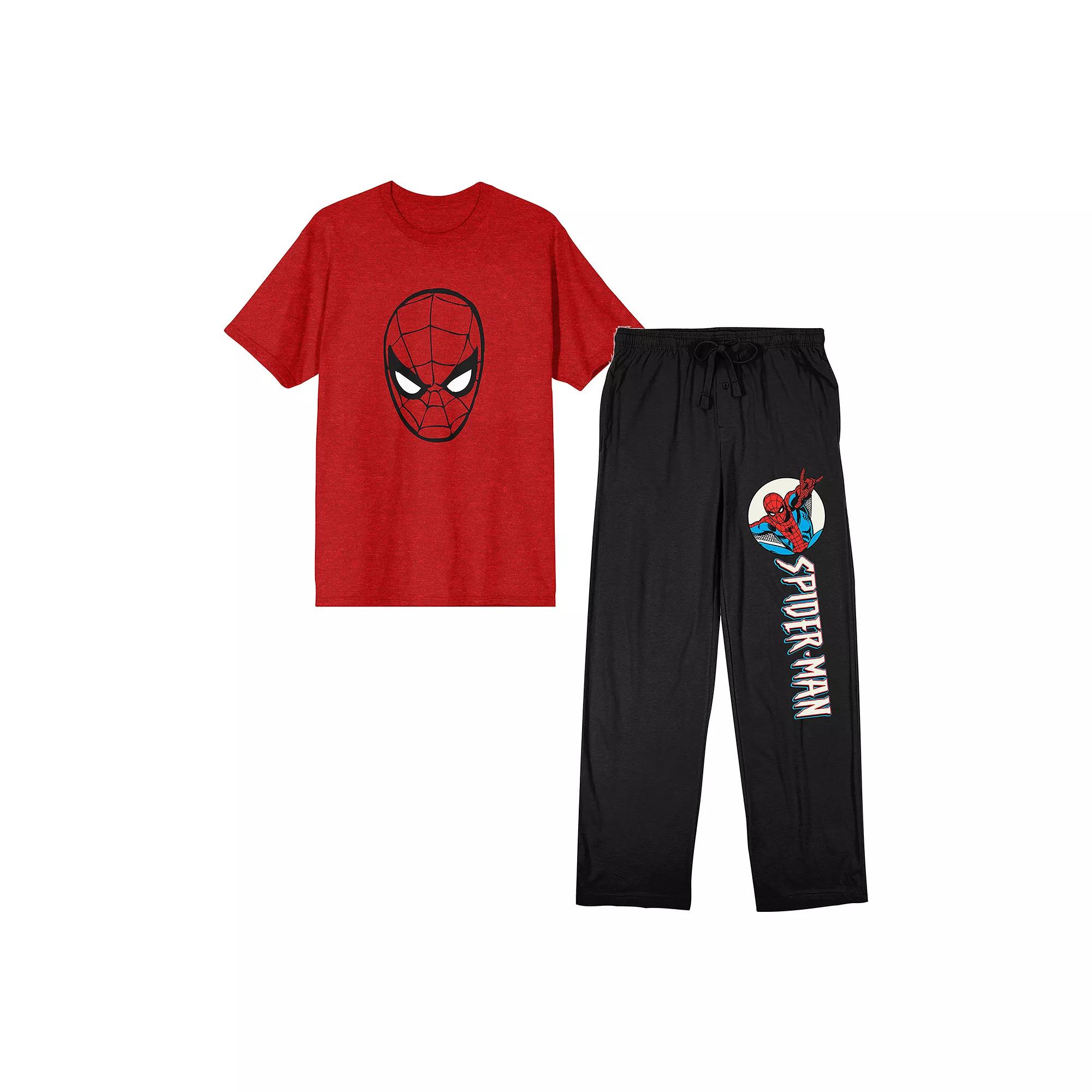 Men's Spider-Man Classic Pajama Top & Pajama Bottom Set, Size: XXL, Red Product Image