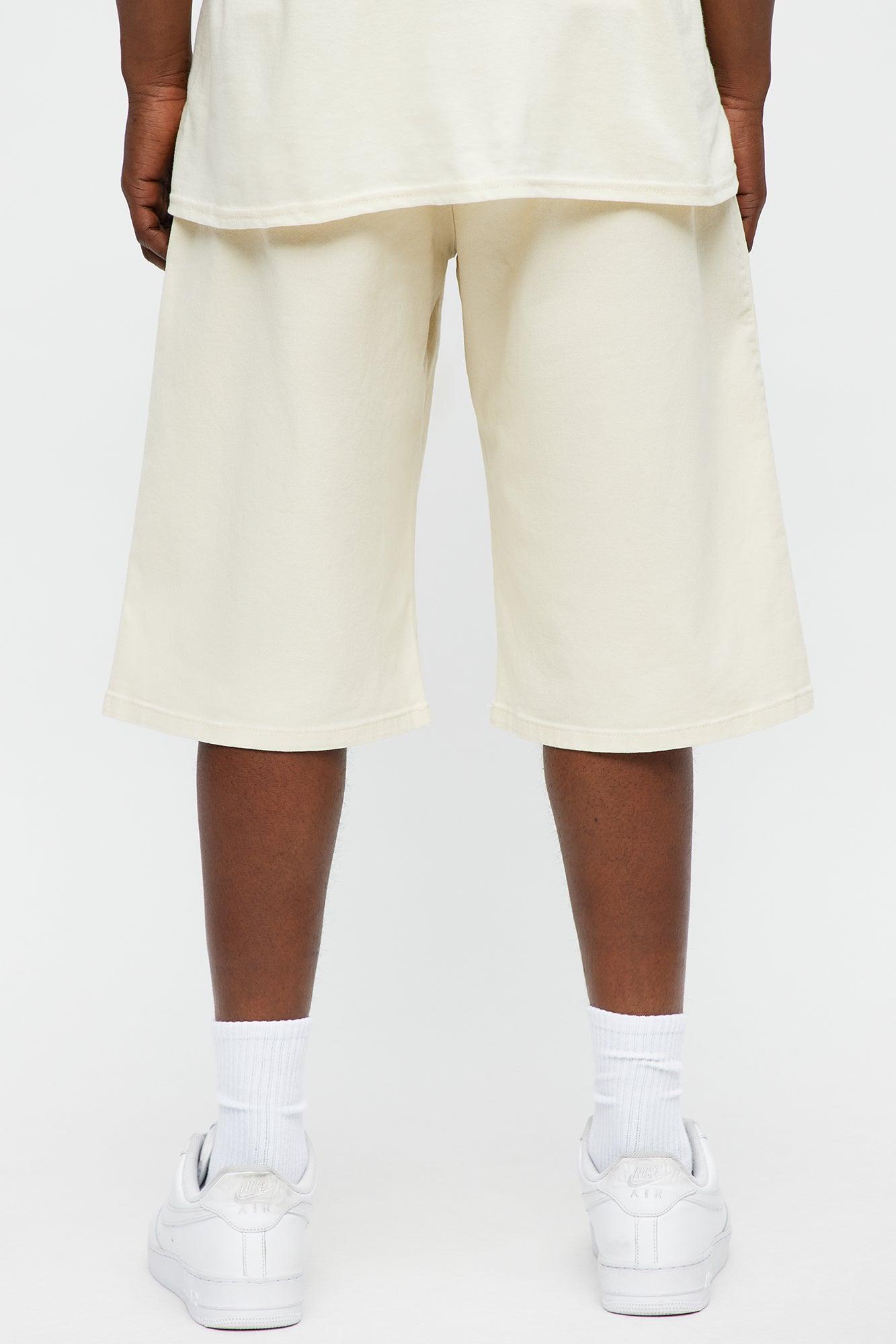 Baggy Oversized Pocket Cargo Shorts - Cream Male Product Image