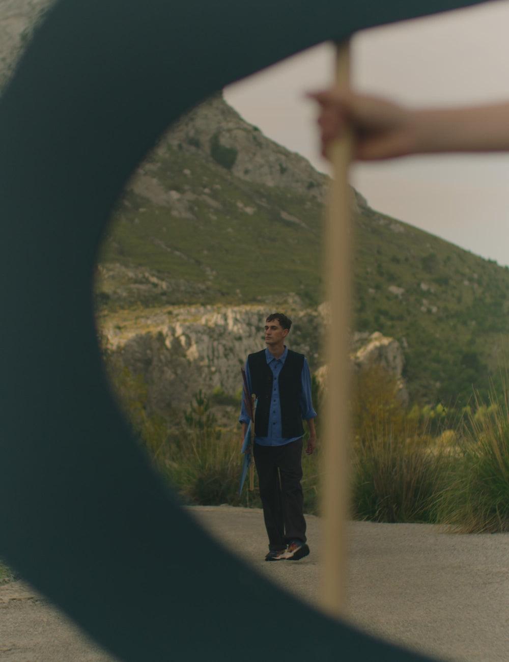 Garment Dyed Cotton Canvas Gilet | Blue Navy Product Image