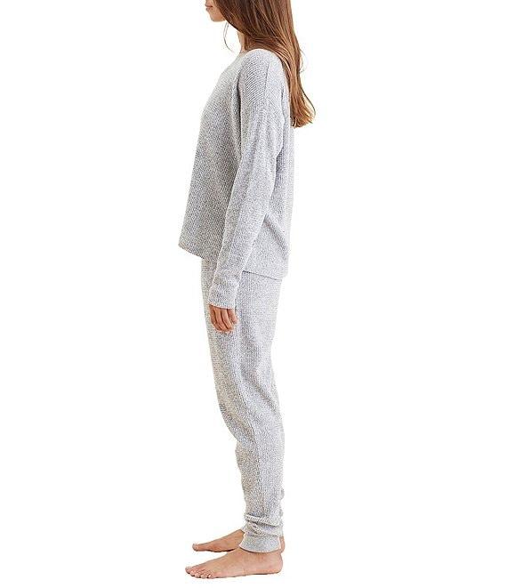 Papinelle Waffle Textured Long Sleeve V-Neck Knit Coordinating Lounge Set Product Image