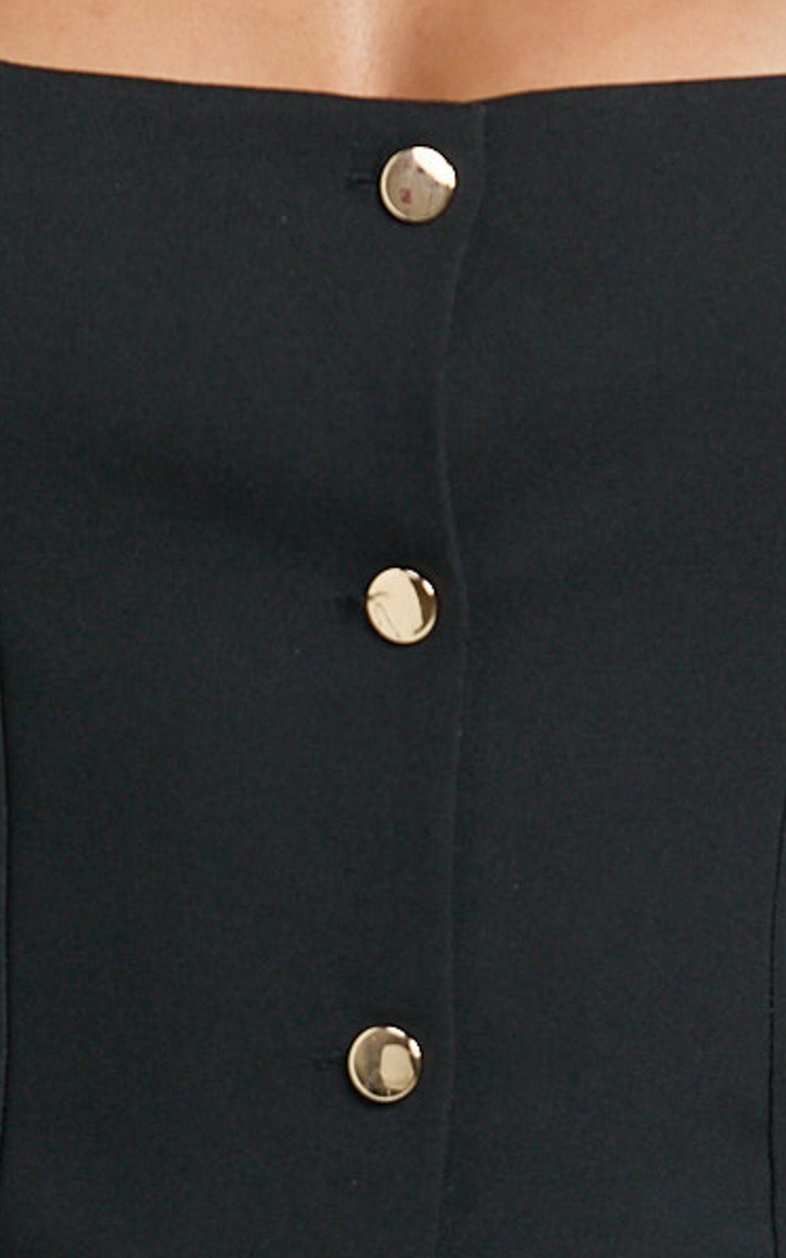 Kenna Mini Dress - Square Neck Button Down Mini Dress in Black Product Image