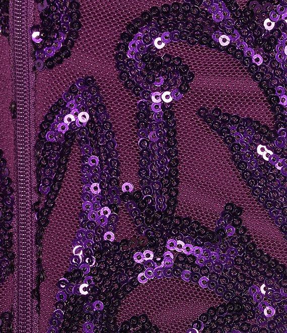 B. Darlin Sequin Pattern Halter V-Neck Contrast Inset Dress Product Image