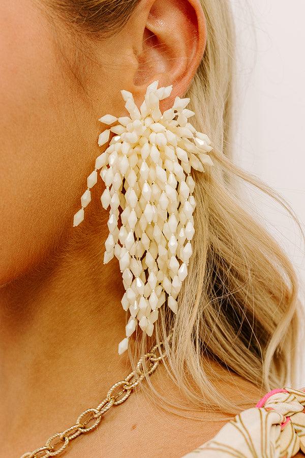 Vacay Bound Beaded Earrings in Cream Product Image