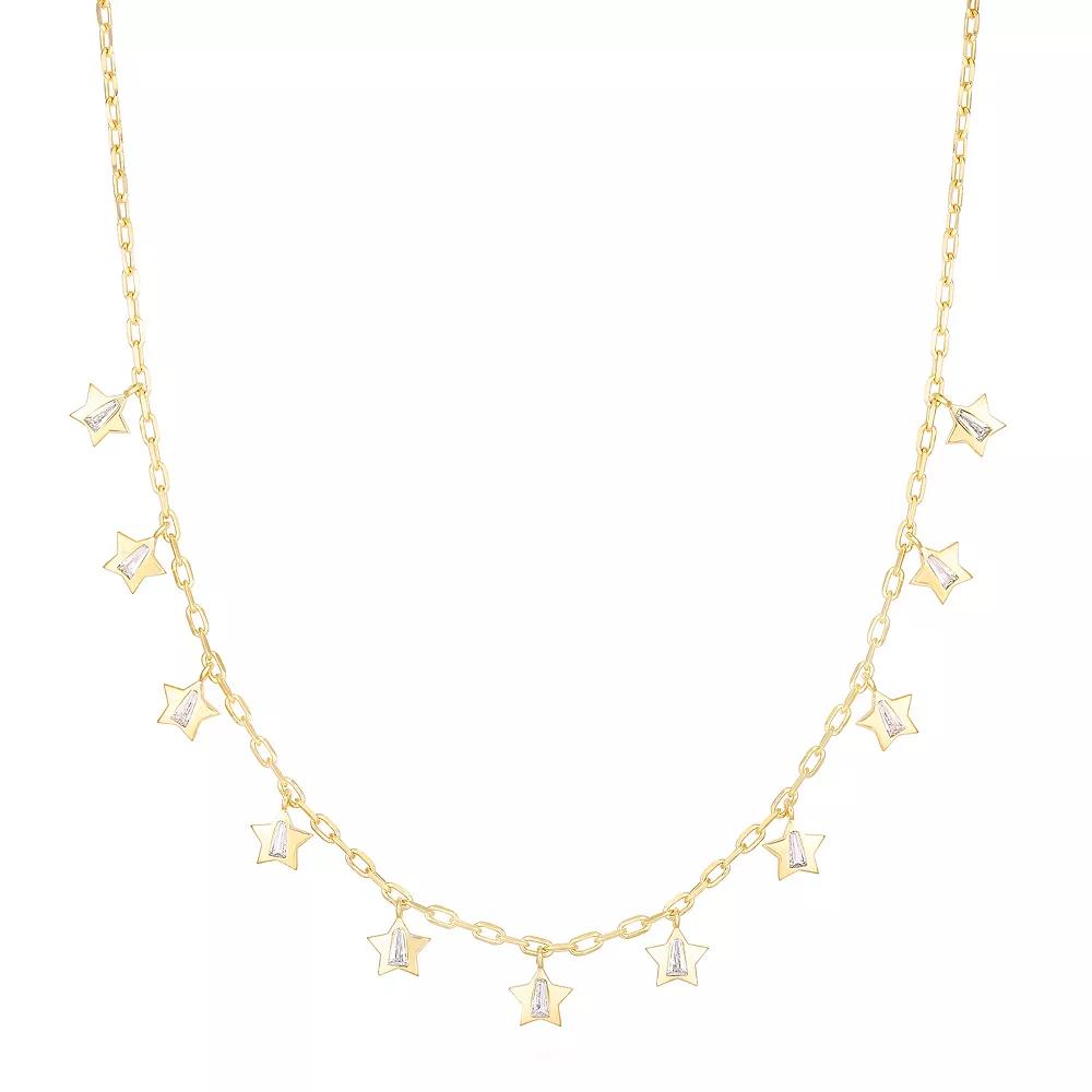 Sunkissed Sterling Cubic Zirconia Star Charm Necklace, Women's, Size: 18", Gold Tone Product Image