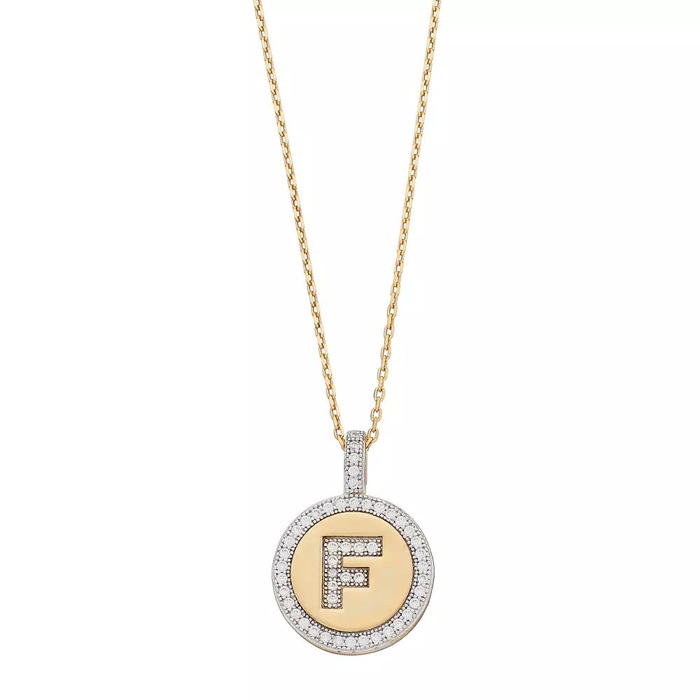 14k Gold Over Silver Cubic Zirconia Initial Pendant Necklace, Women's, Size: 18" Product Image