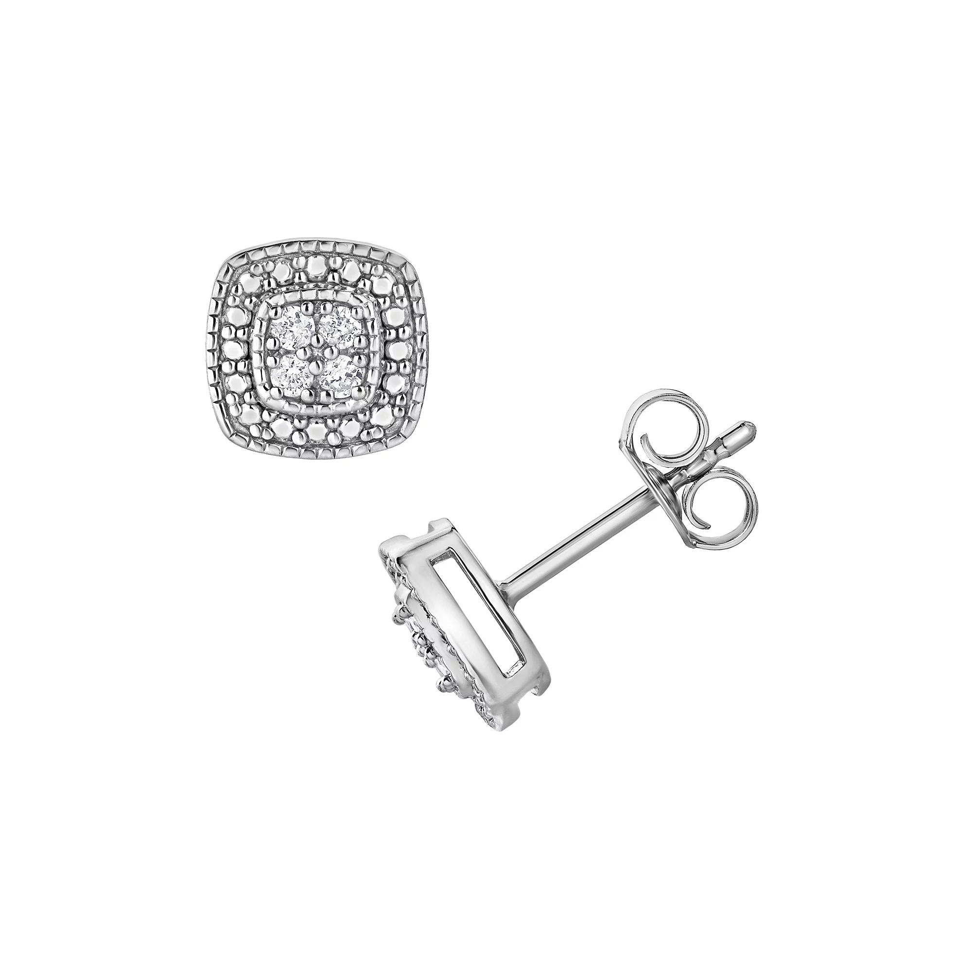 Diamond Brilliance 1/10 Carat T.W. Lab-Grown Diamond Square Stud Earrings, Women's, Silver Tone Product Image