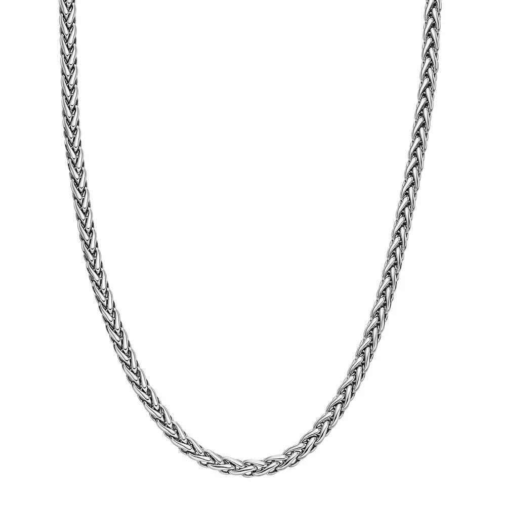 LYNX Stainless Steel Wheat Chain 24" Necklace, Men's Product Image