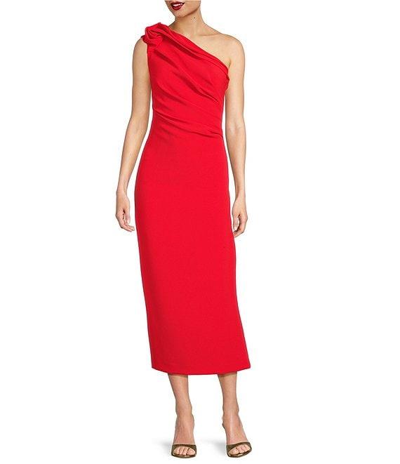 Muse by Marchesa Tulip Crepe One Shoulder Midi Dress Product Image