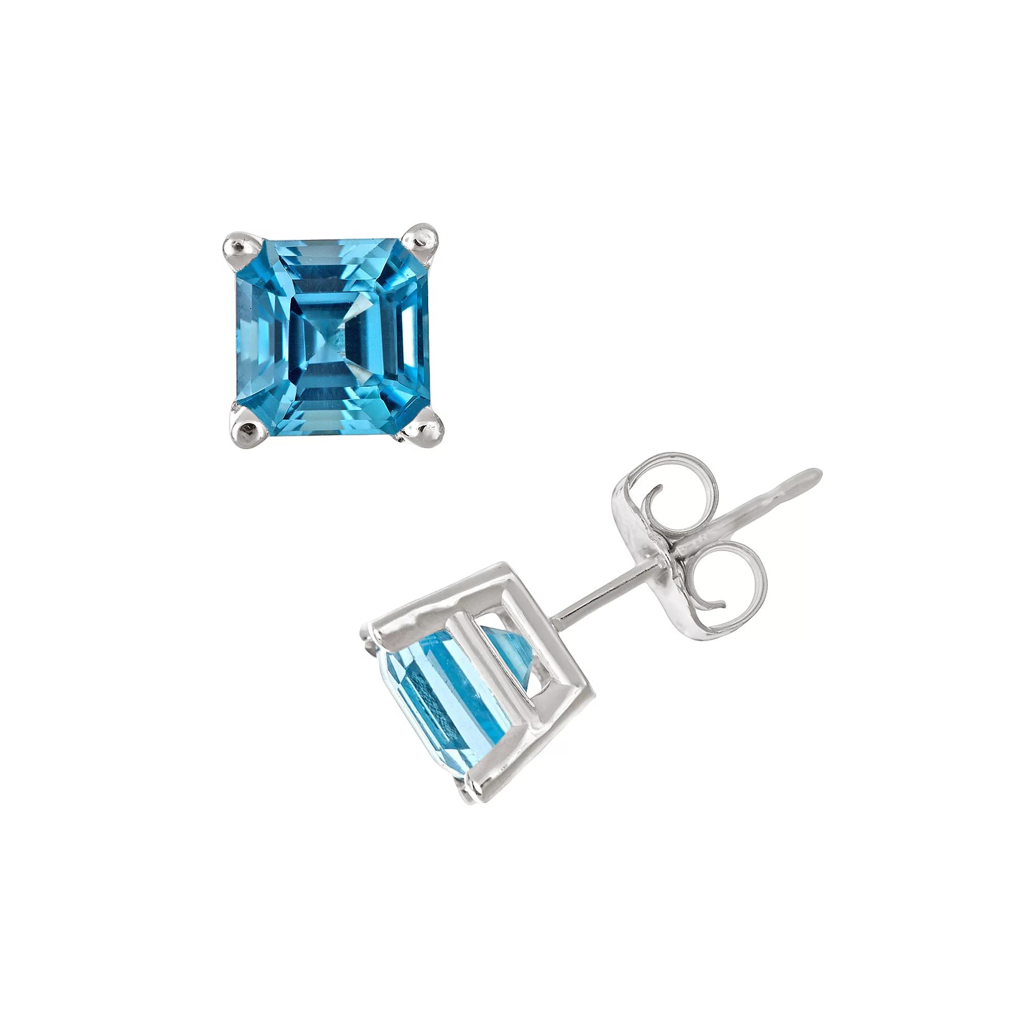 Celebration Gems Sterling Silver Blue Topaz Stud Earrings, Women's, Multicolor Product Image