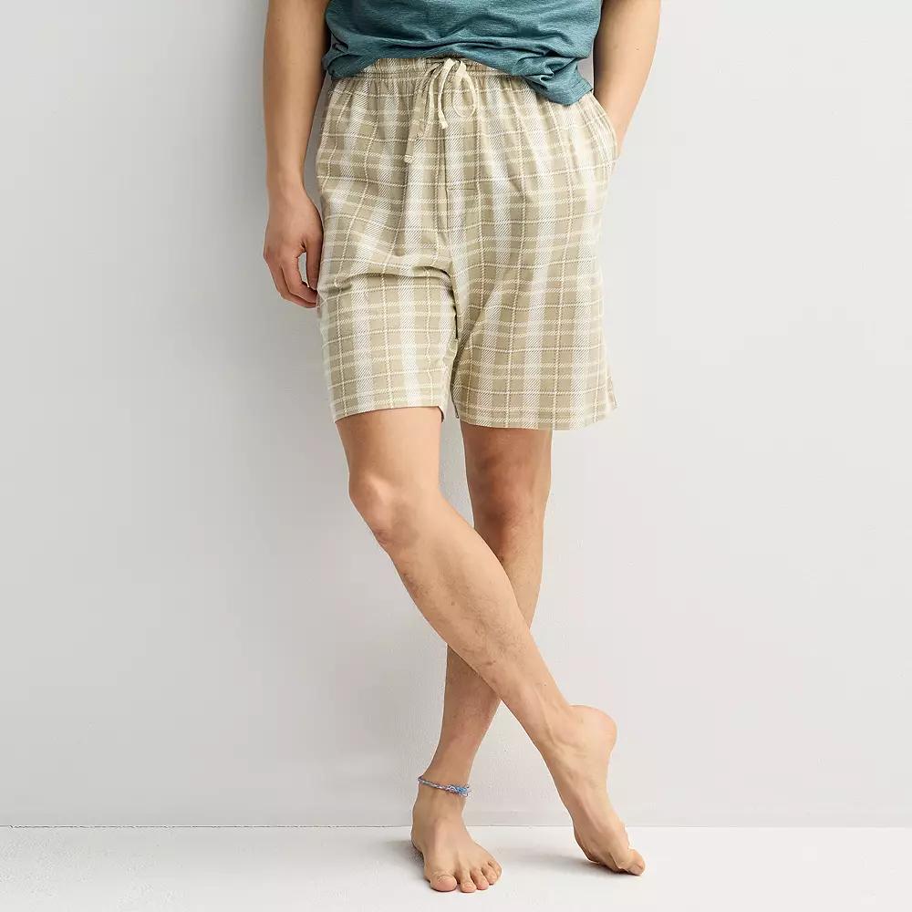 Men's Sonoma Goods For Life® Knit Pajama Shorts, Size: Medium, Plaid Green Product Image