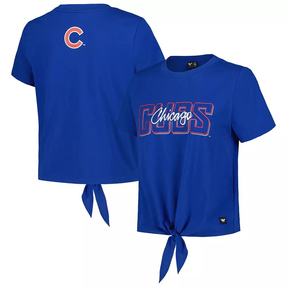 Women's The Wild Collective Royal Chicago Cubs Twist Front T-Shirt, Size: XS, Blue Product Image
