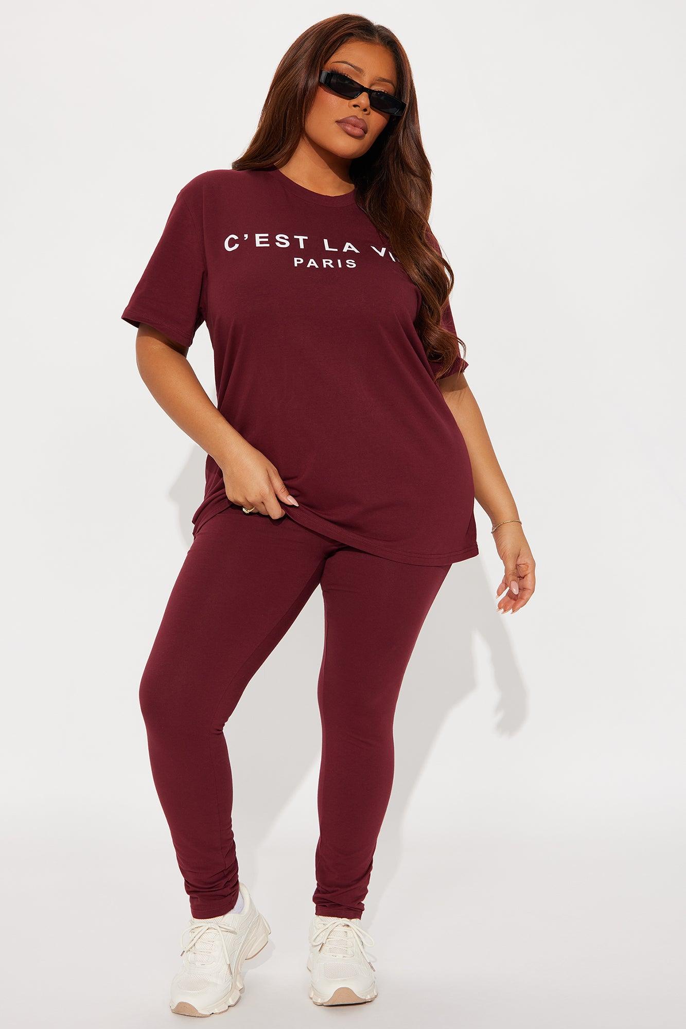 C'est La Vie Legging Set - Burgundy Female Product Image
