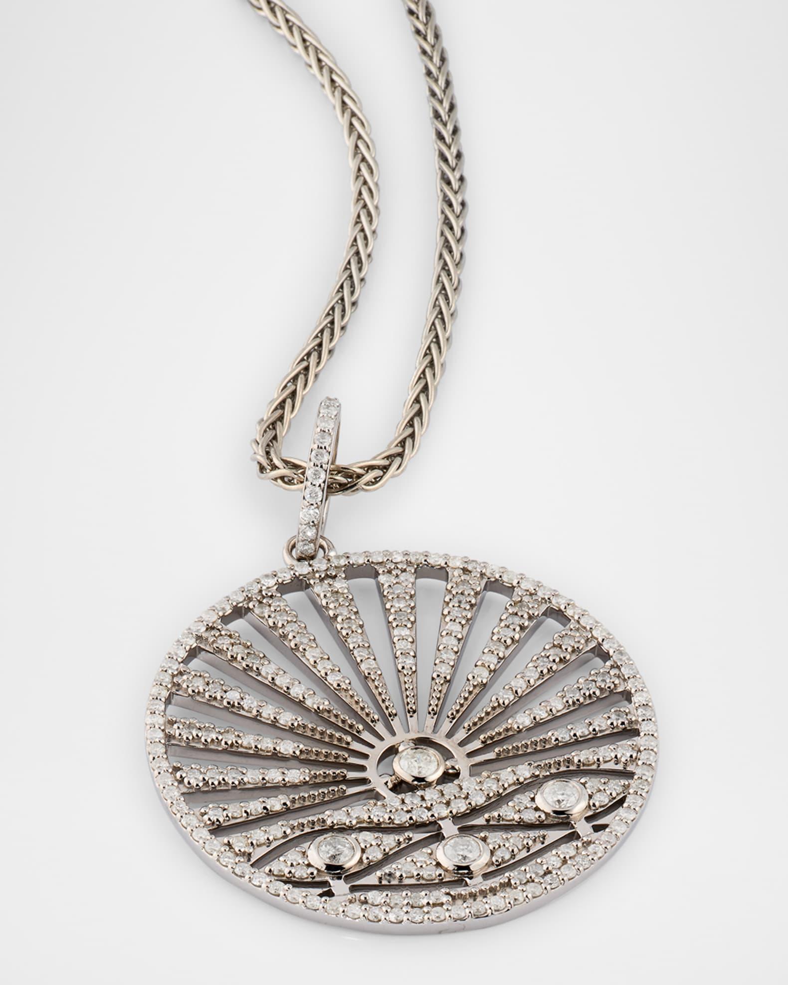 Sterling Silver Diamond Sunrise Pendant Necklace Product Image
