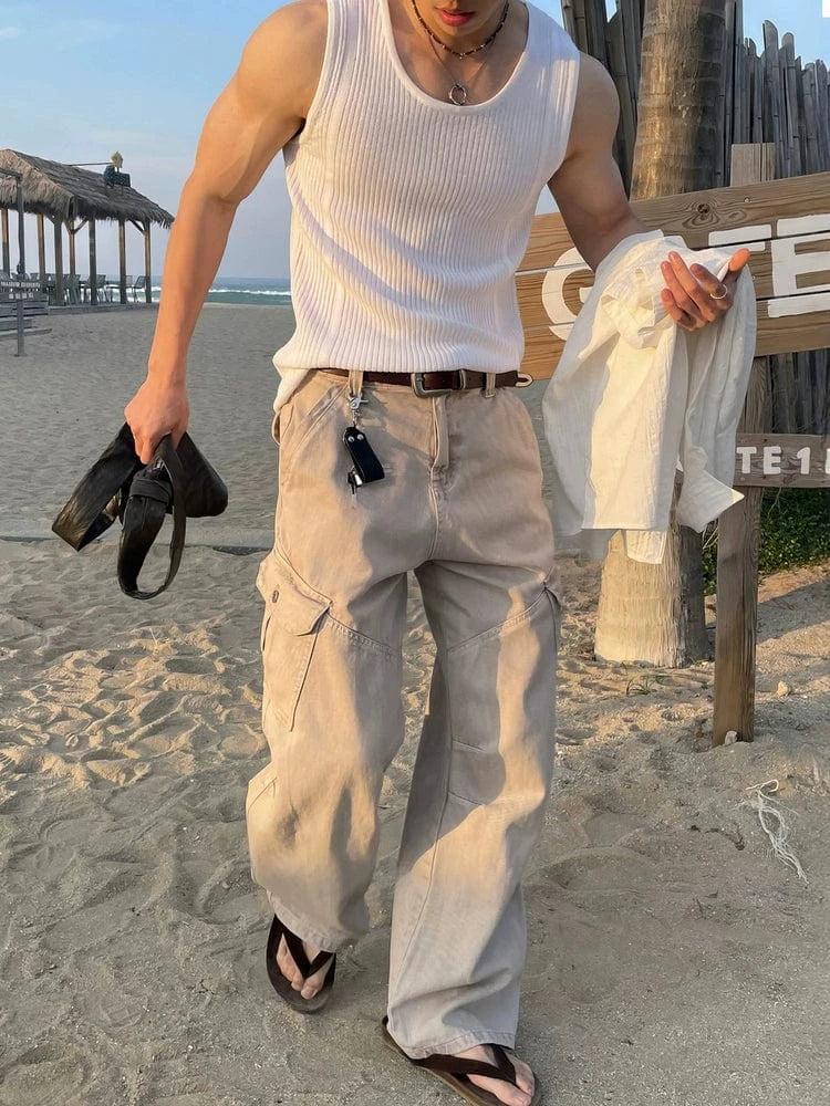 RT No. 19041 RECONSTRUCTED CARGO STRAIGHT PANTS Product Image