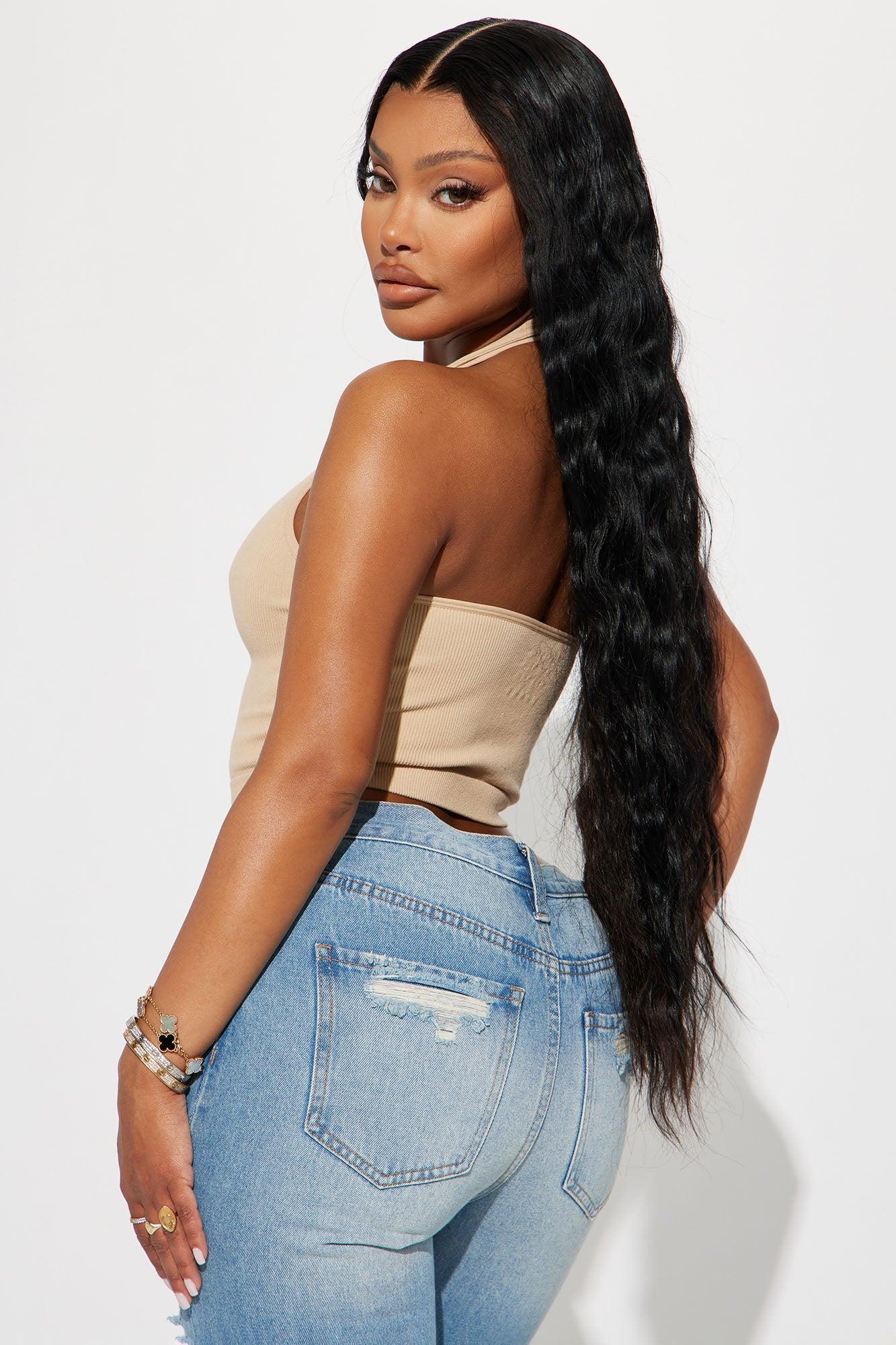 Simi Seamless Halter Crop Top - Taupe Product Image