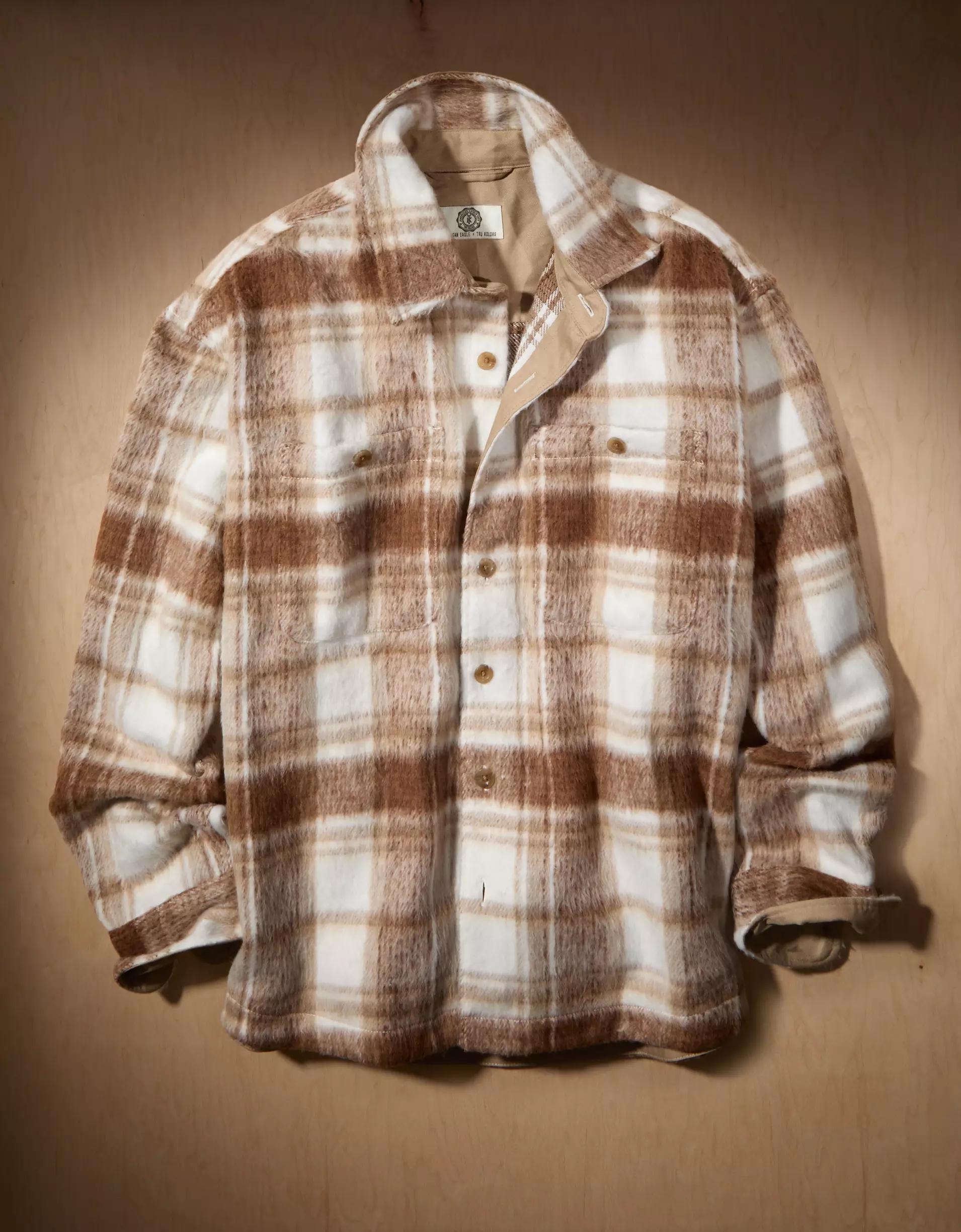 AE x Tru Kolors Heavyweight Brushed Plaid Overshirt Product Image