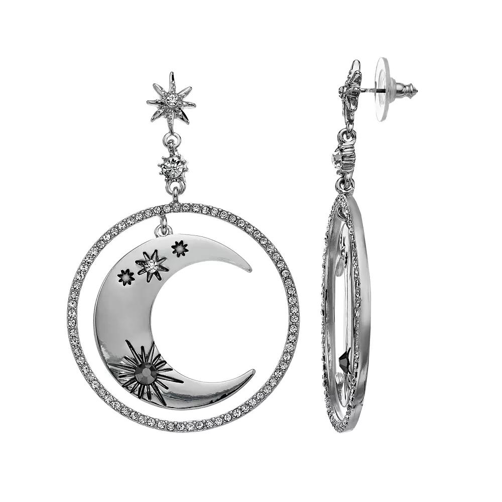 Simply Vera Vera Wang Moon & Star Orbital Drop Earrings, Womens, Silver Tone Product Image