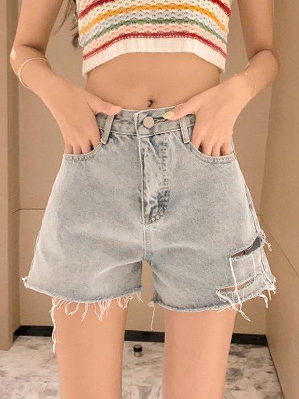 Back Painted Distressed Denim Shorts Product Image