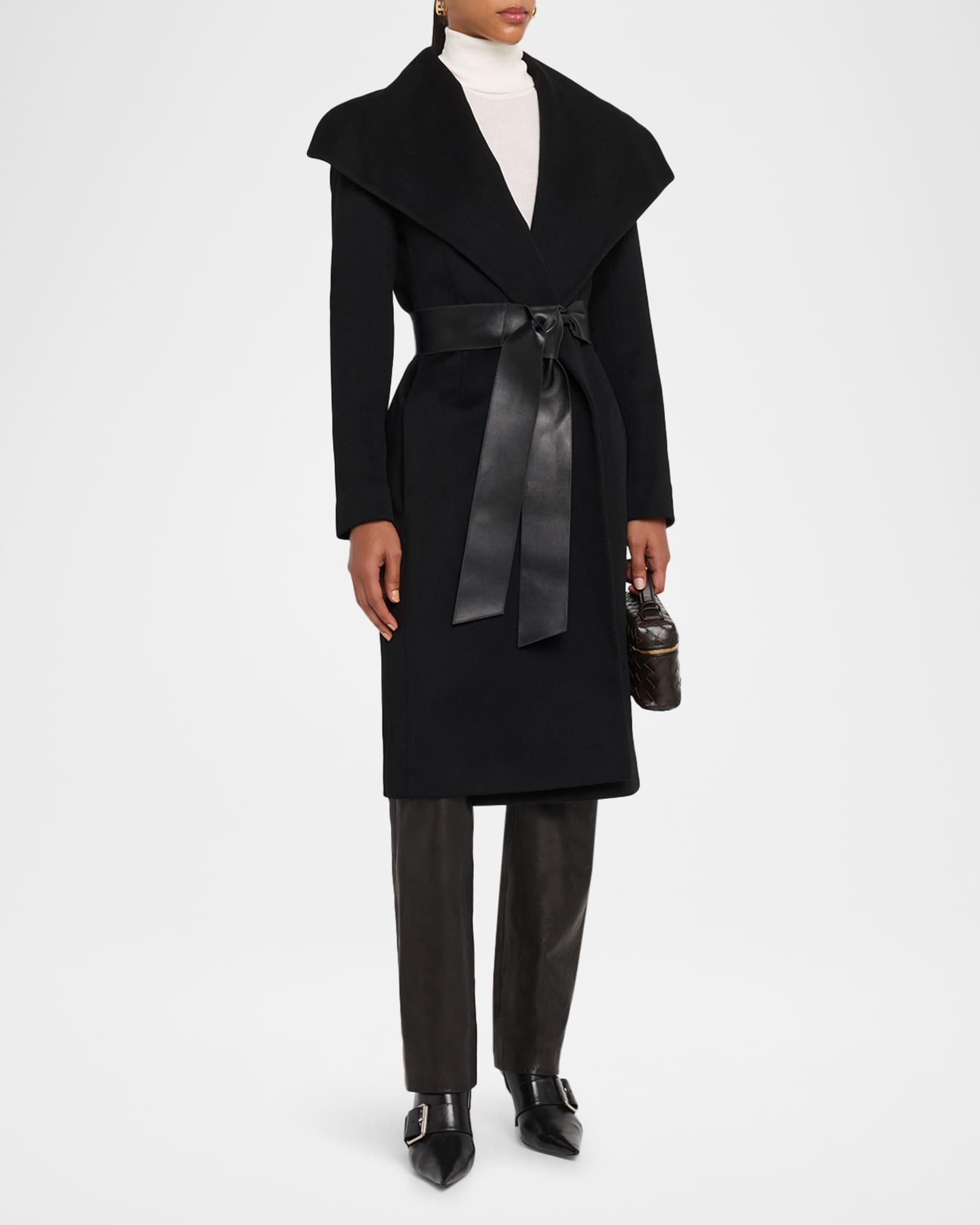 Gemma Wool Wrap Coat with Leather Belt Product Image