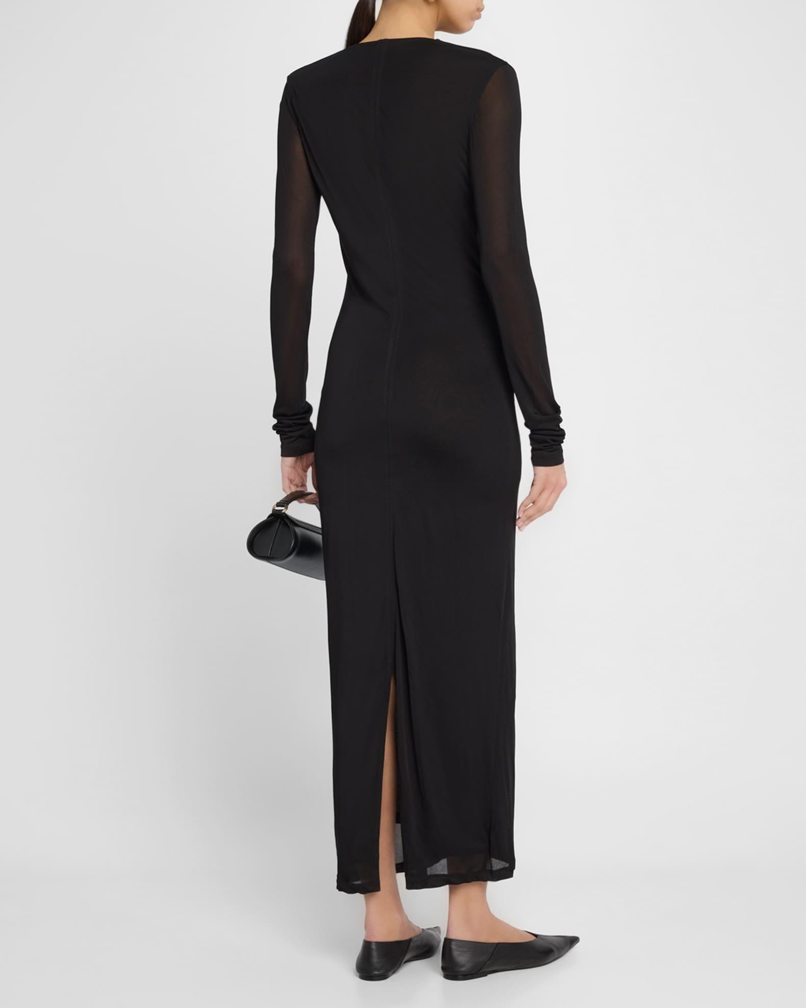 Fringed V-Neck Long-Sleeve Maxi Dress Product Image