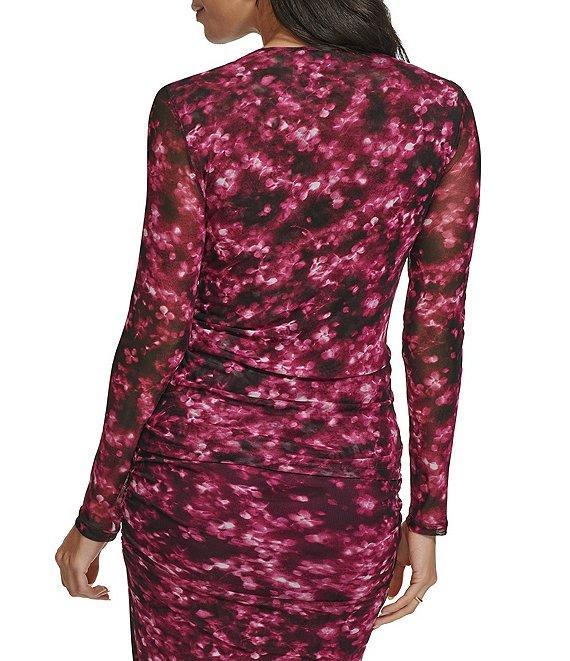 Calvin Klein Abstract Printed Mesh Crew Neckline Long Sleeve Top Product Image