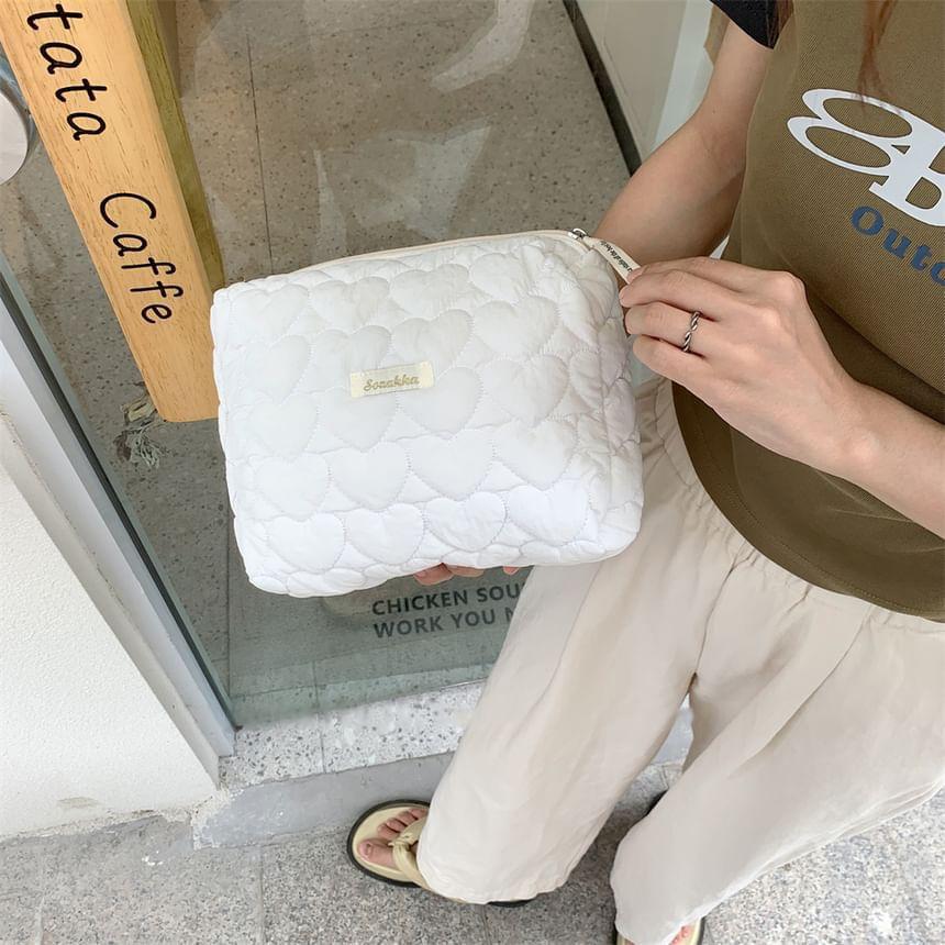 Lettering Applique Makeup Bag Product Image