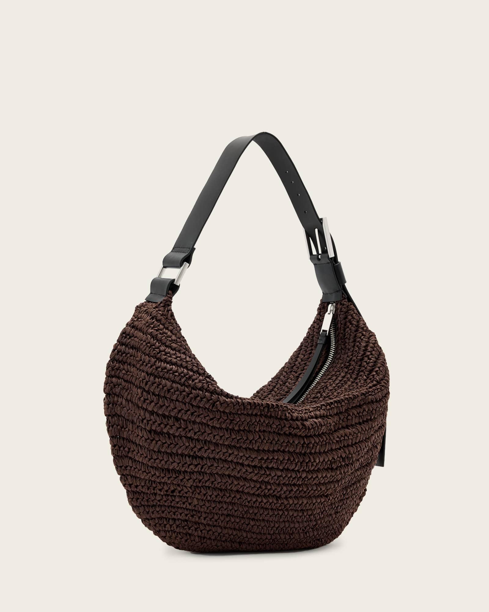 Luna Woven Shoulder Bag COGNAC BROWN | ALLSAINTS US Product Image