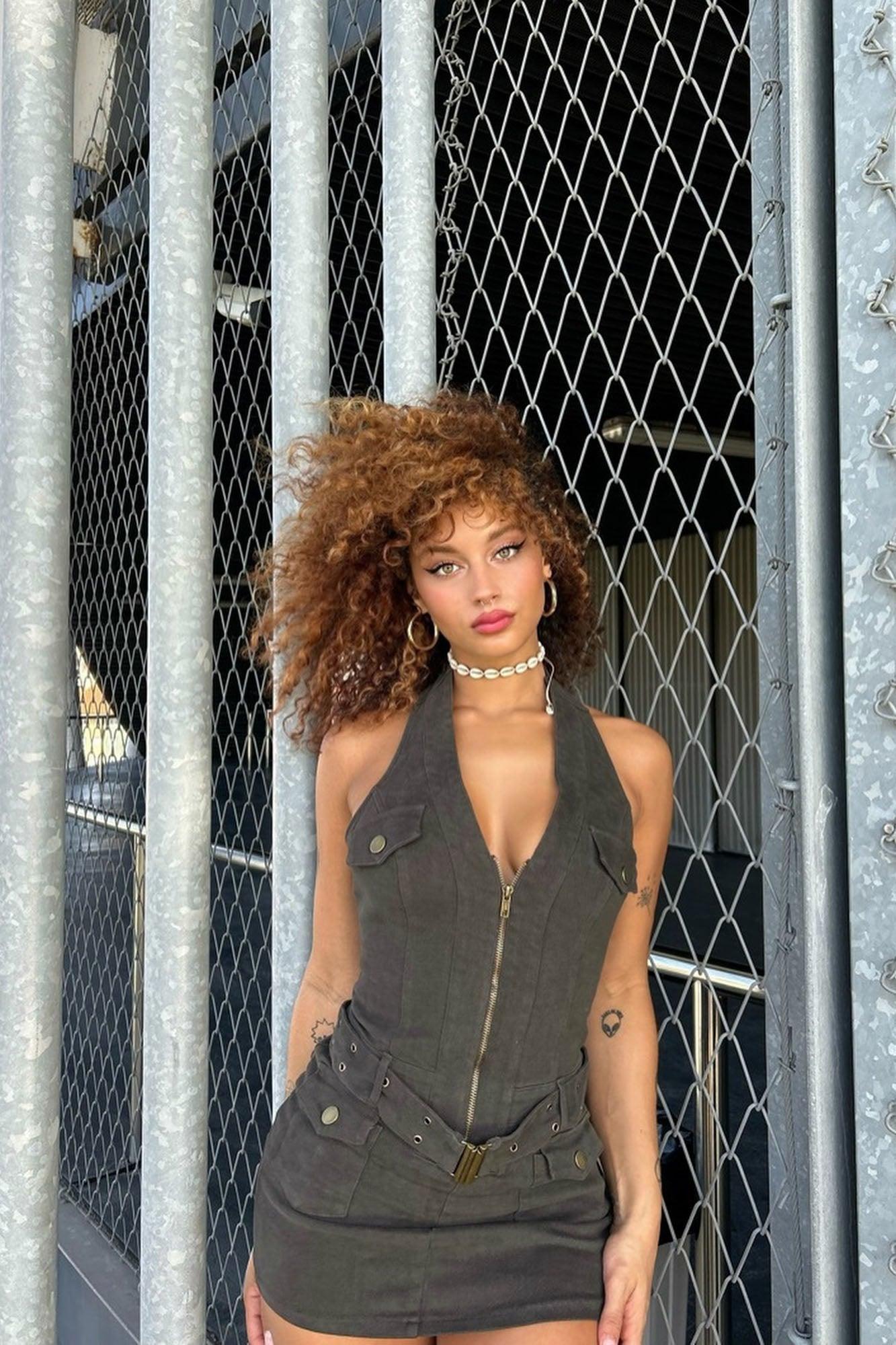 Chloe Cargo Mini Dress - Charcoal Product Image