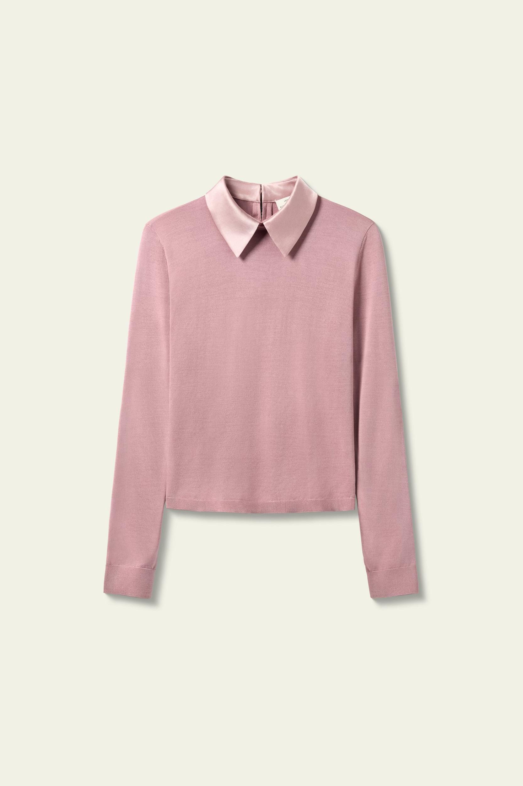 LSxES Elitist Silk Knitted Top with Collar Product Image