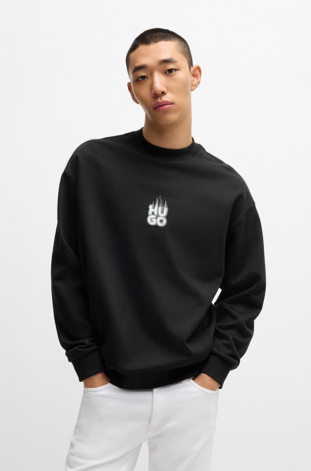 Cotton-terry sweatshirt with stacked smoke logo prints Product Image