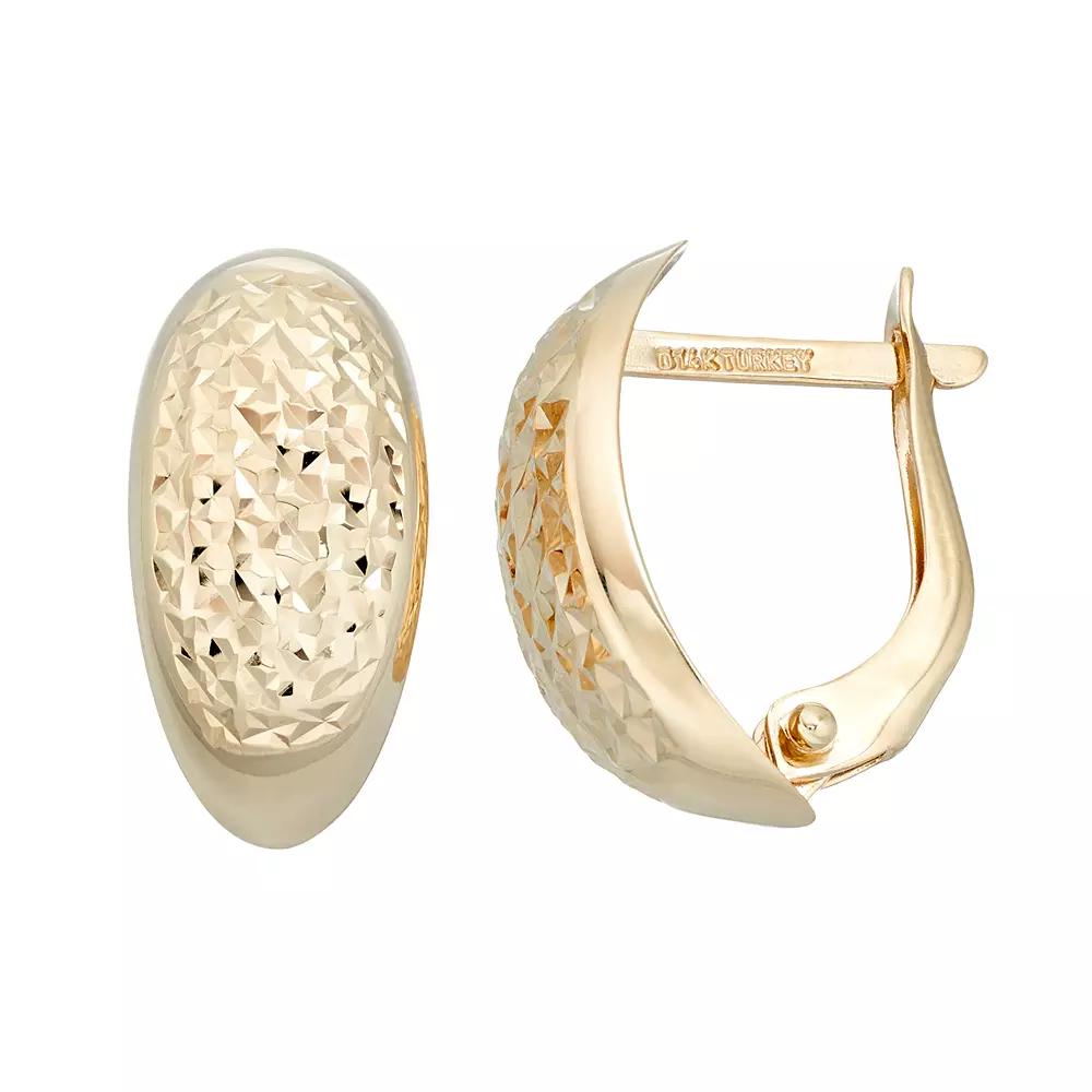 Forever 14K Textured Hoop Earrings, Women's, 14k Gold Product Image