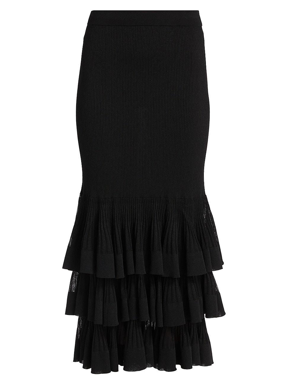 Womens Story One Ruffled Knit Midi-Skirt Product Image