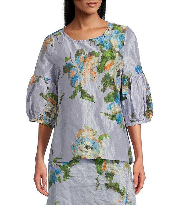 Bryn Walker Memory Crunch Taffeta Bias Printed A-Line Pull-On Coordinating Skirt Product Image