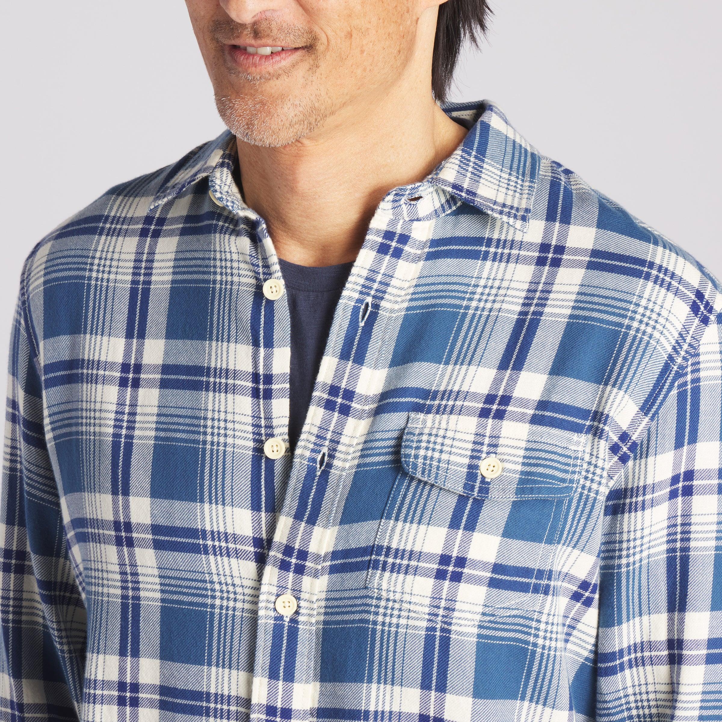 Rugged Twill Shirt - Navy Cream Plaid (Final Sale)* Product Image