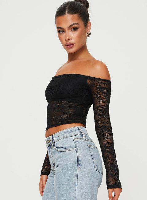 Charet Off The Shoulder Top Black Product Image