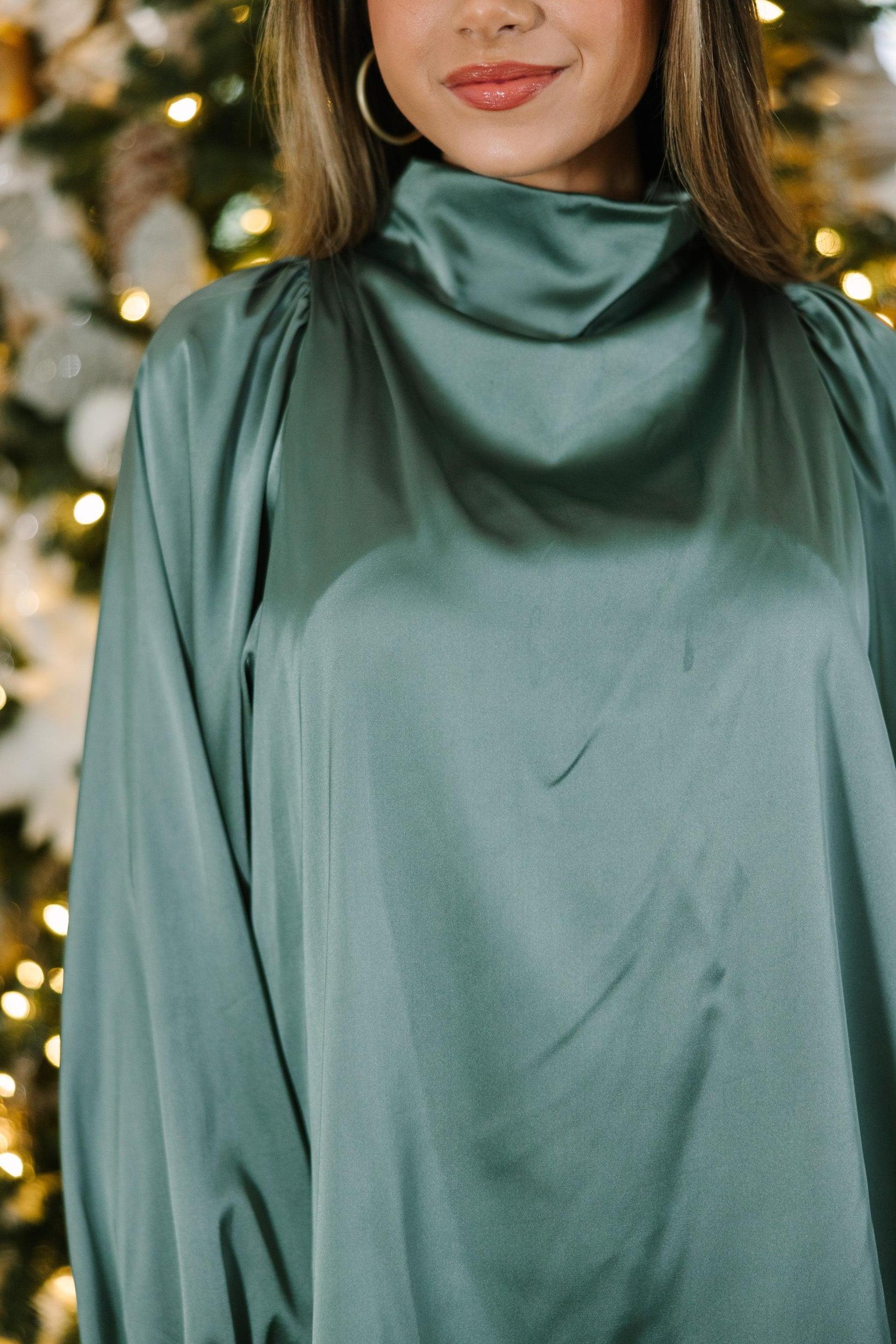 Embrace The Joy Light Olive Green Satin Blouse Female Product Image