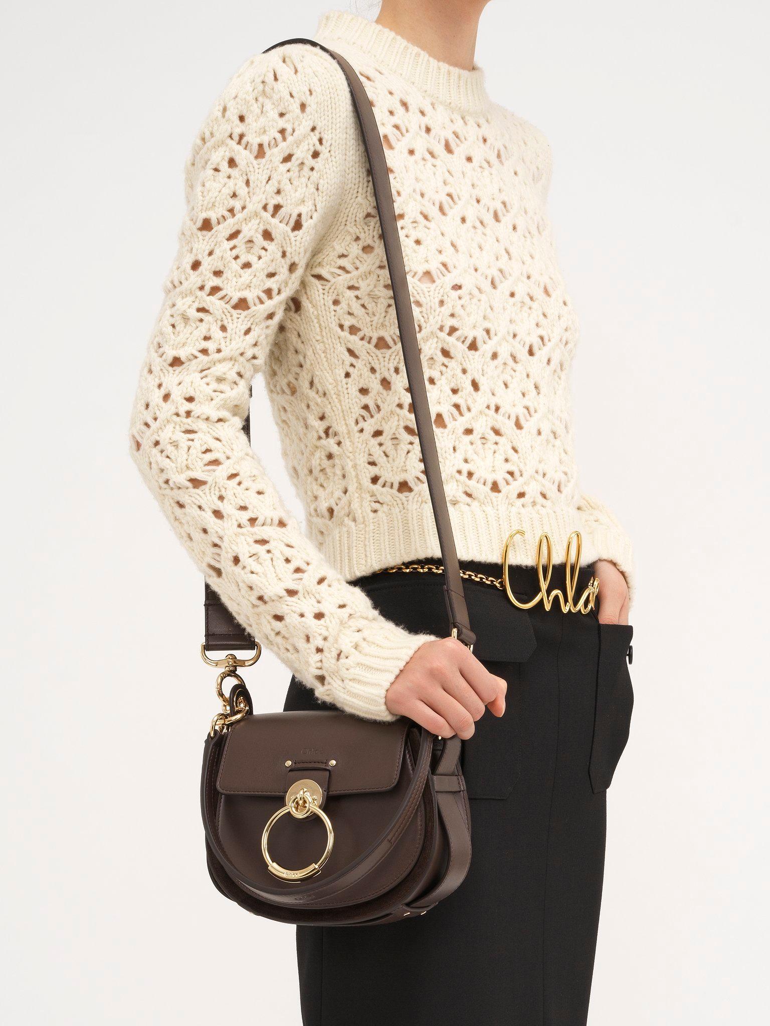 Small Tess bag in shiny & suede leather Product Image