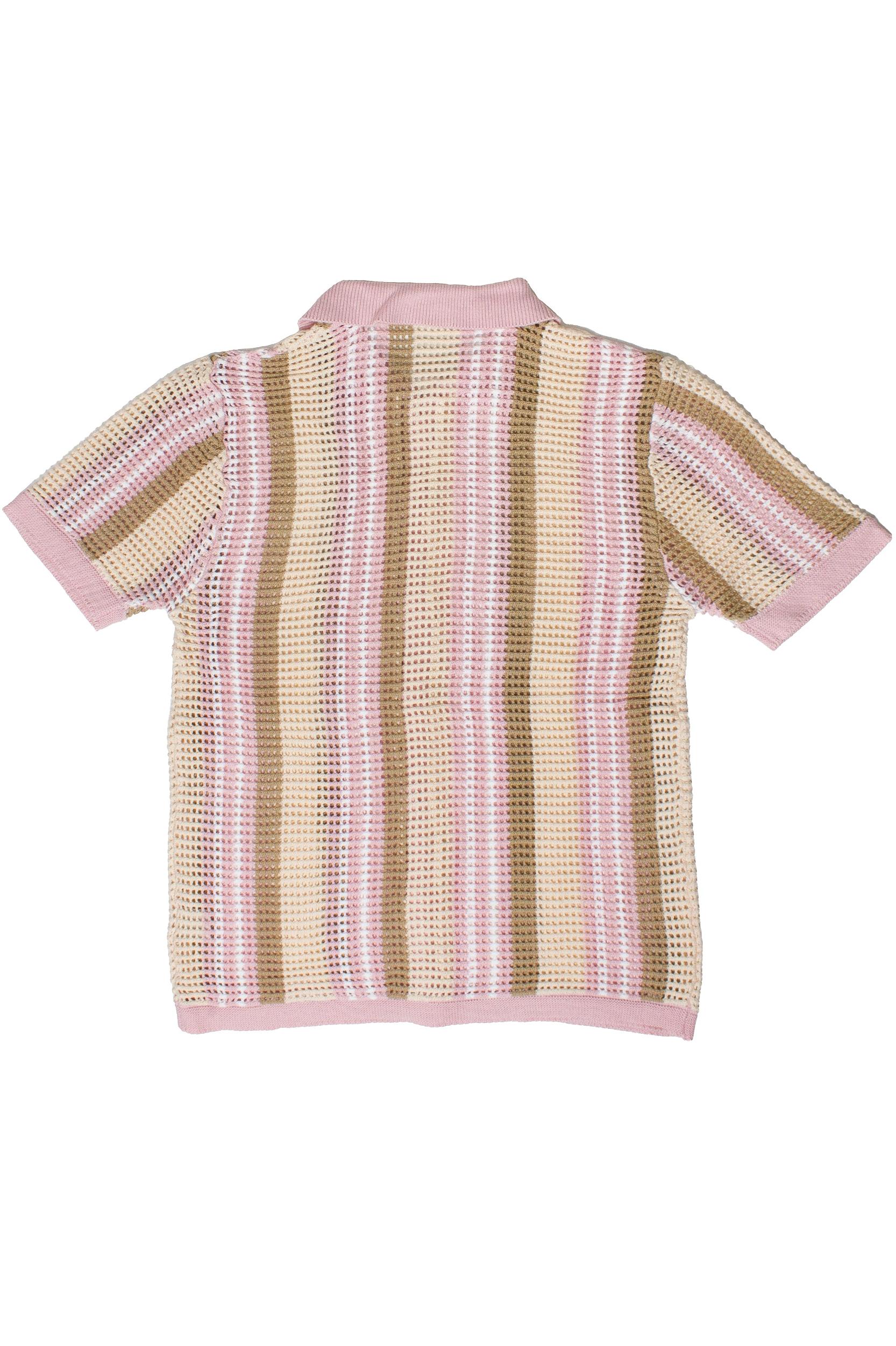 Striped Knit Mesh Button Up Shirt Product Image