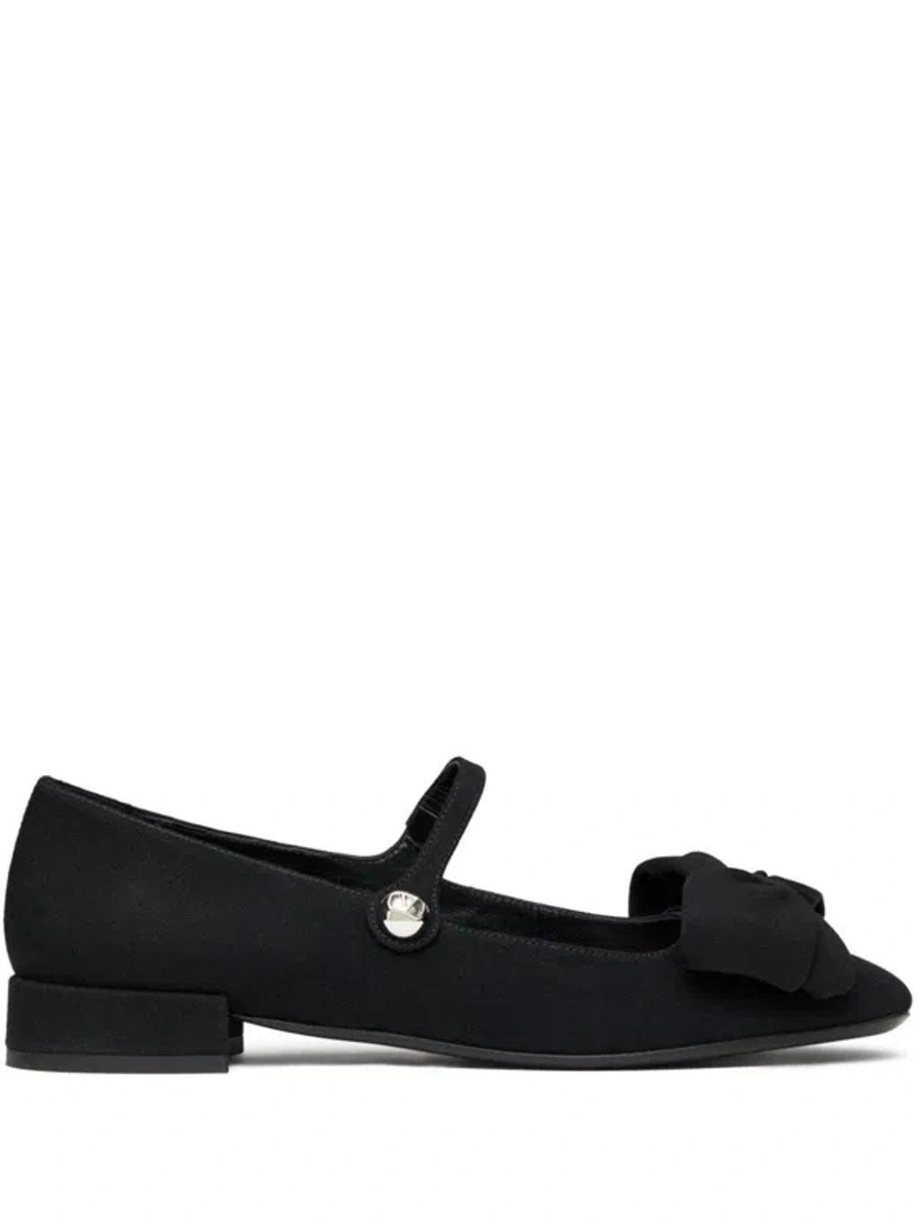 VALENTINO GARAVANI Black Mary Janes With Bow Detail In Crepe Fabric Woman In Multicolor Product Image